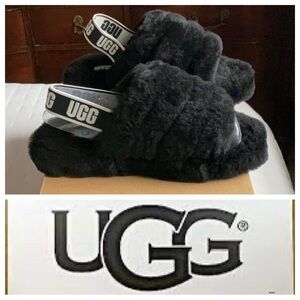 New UGG Kids' Fluff Yeah Slide black size 3